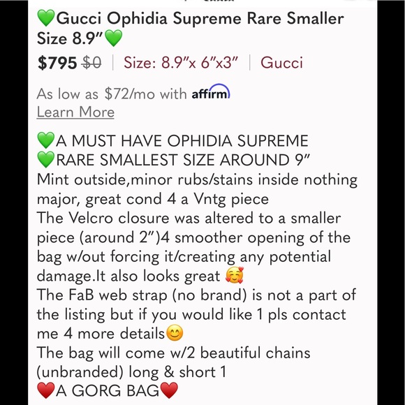 🚫SOLD🚫Gucci Ophidia GorG FAB Rare Smaller Size 9” FABULOUS EUC ♥️♥️ - Picture 16 of 16